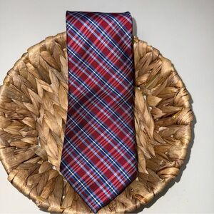 Saddlebred Red and Blue Plaid Tie NWOT